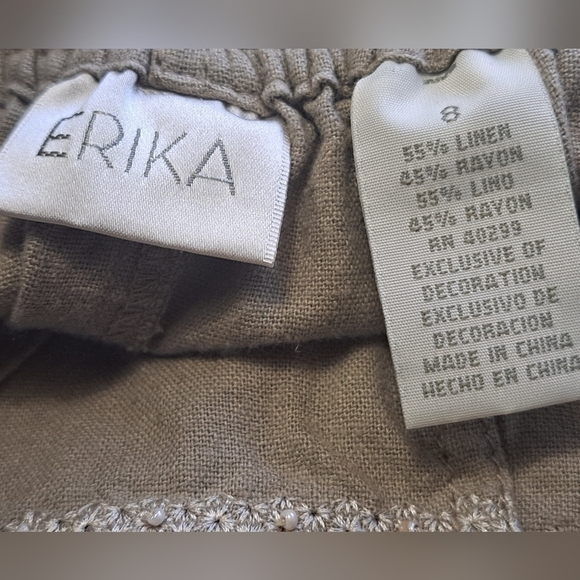 Vintage Erika Linen Button Up Midi Skirt With Detailed Hem - Picture 10 of 10